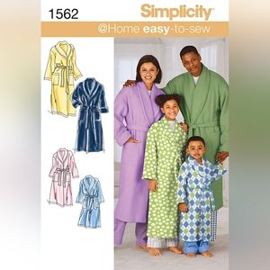 2/$10 OR 3/$15 Simplicity 1562 Family Robe Pattern